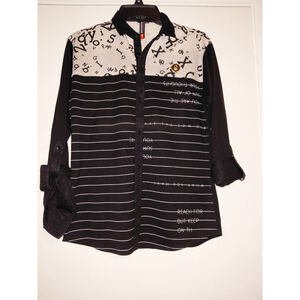 Black & White Never Look Back Button Down Shirt Size Size 16 Slim Fit EUC Men's